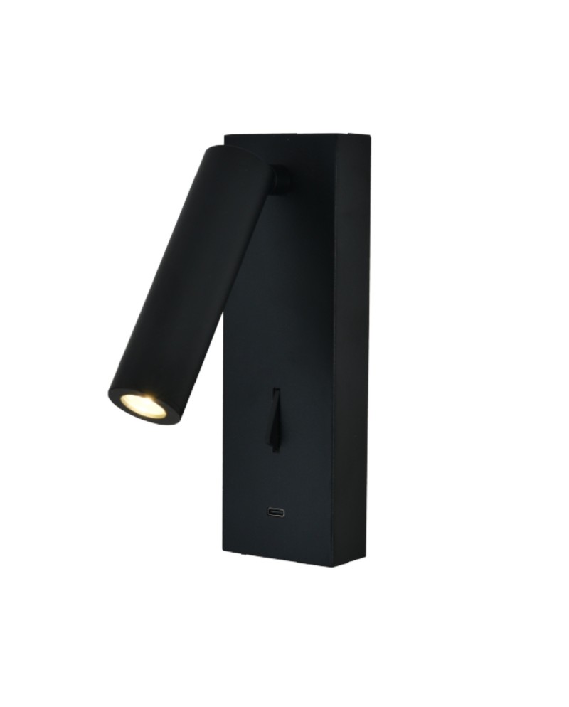 TARIFA III * APLIQUE LECTOR LED 3W 3000K NEGRO TYPE-C CARGADOR